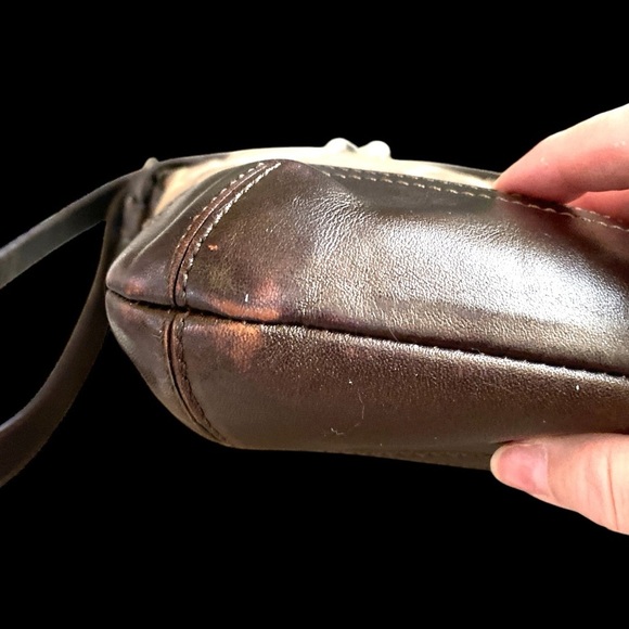 Coach Brown Signature Crossbody Bag with Chain Detail - Picture 8 of 10